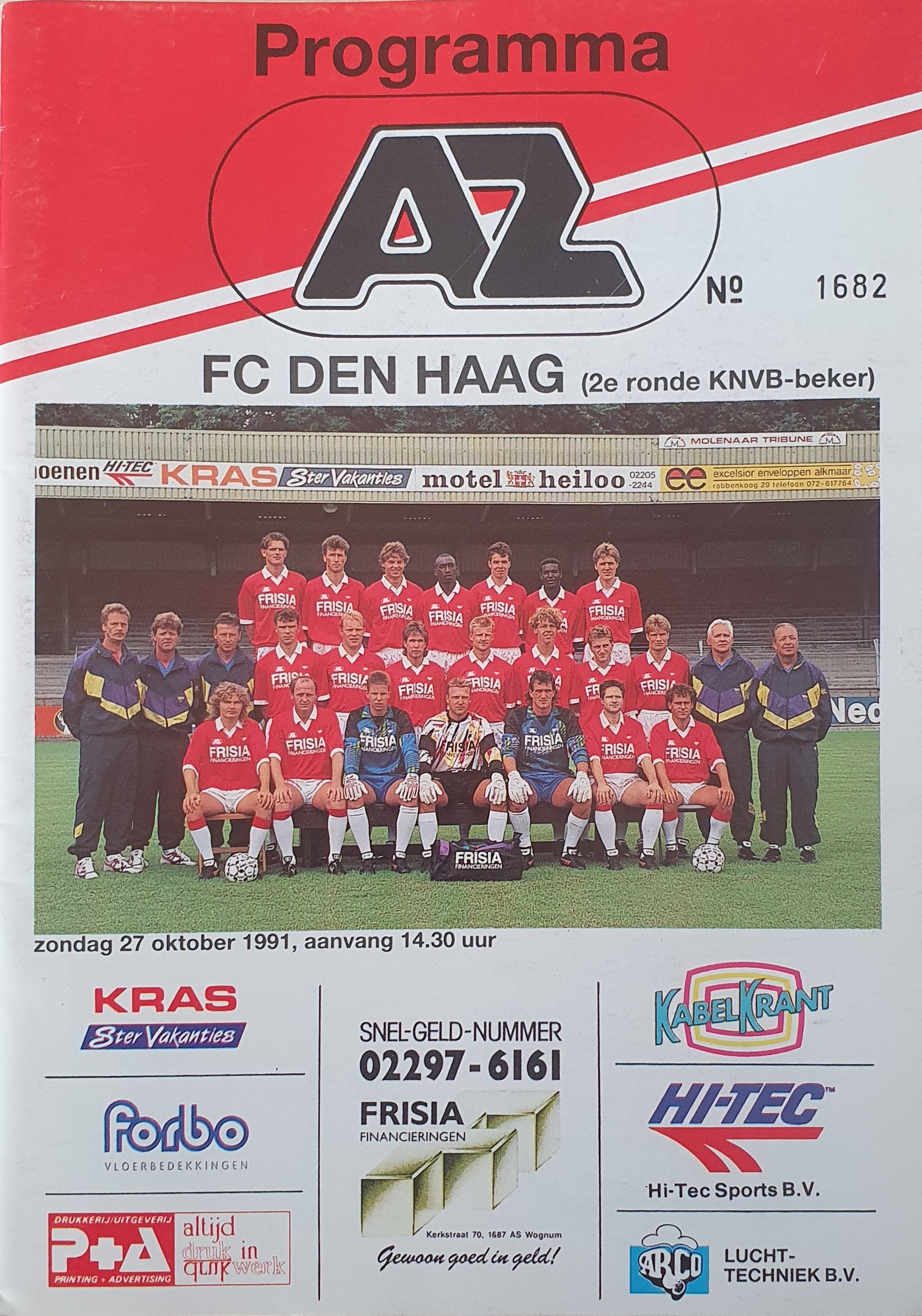 AZ Programma 27-okt-1991 Den Haag beker